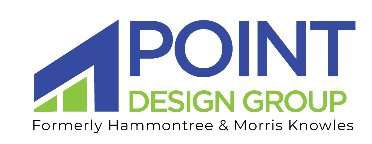 Point Design Group logo featuring a blue and green geometric design with stylized text.